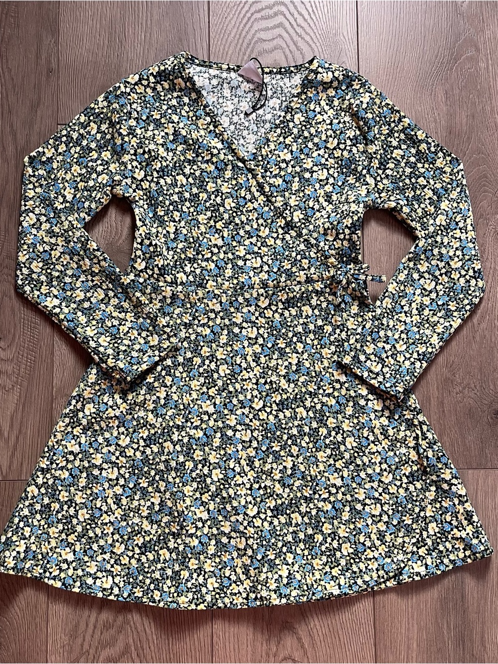 ZARA Floral Long Sleeve Girls Size 9 Faux Wrap Dress